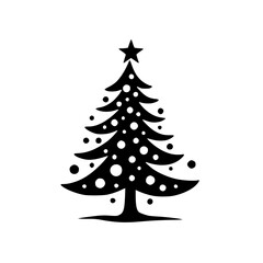 Minimalist Black Christmas Tree Silhouette on White Background