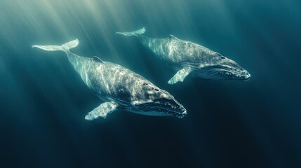 Obraz premium Majestic Humpback Whales Grace the Ocean Depths