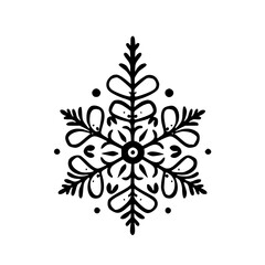 Black & White Hand-Drawn Snowflake Design, Winter Decoration