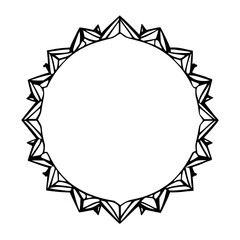 Geometric Mandala Frame: Black and White Design Element