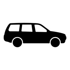 Silhouette of a Station Wagon Car Vehicle Automobile Black and White Icon
