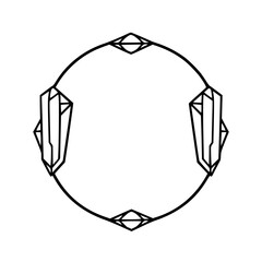 Geometric Crystal Circle Illustration, Minimalist Black and White Design