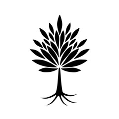 Minimalist Black and White Tree Icon for Nature, Ecology & Brand Design