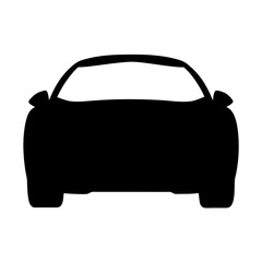 Front view of a generic sports car in solid black silhouette