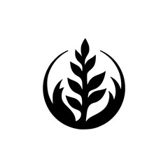 Minimalist Black and White Plant Logo Design