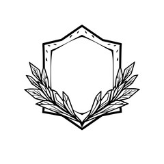 Obraz premium Geometric Frame with Laurel Wreath - Vector Illustration, Minimalist Design