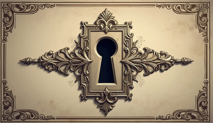 A Vintage-Style Keyhole vector, Generative AI