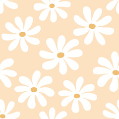 Fototapeta premium Seamless pattern with flowers on yellow background. Fashionable print for textiles, fabric and wallpaper.
