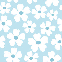 Seamless pattern with flowers  light blue  background. Fashionable print for textiles, fabric and wallpaper.