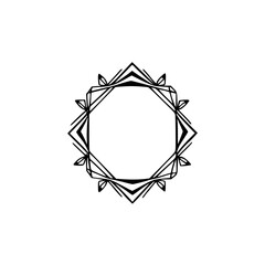 Obraz premium Geometric Frame Design, Elegant Black Line Art on White Background