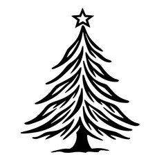 Stylized Christmas Tree Silhouette: Black & White Holiday Illustration