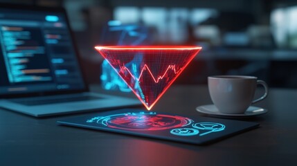 Analyzing financial trends modern office digital visualization urban environment close-up view data insight