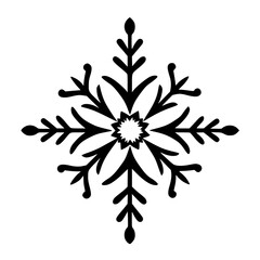 Elegant Black Snowflake Design on White Background