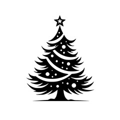 Fototapeta premium Black & White Minimalist Christmas Tree Icon