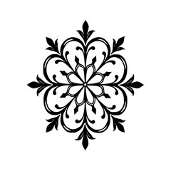 Ornamental Black & White Floral Pattern, Elegant Design Element