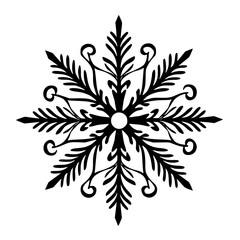 Elegant Black & White Snowflake Vector Design, Winter Holiday Ornament