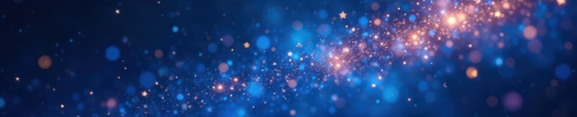 Fototapeta premium Radiant glittering mist of stardust in a clear blue night sky, dreamy, starry