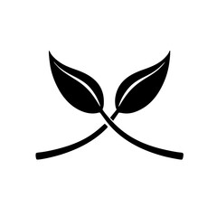 Minimalist Black and White Crossed Leaves Logo Icon