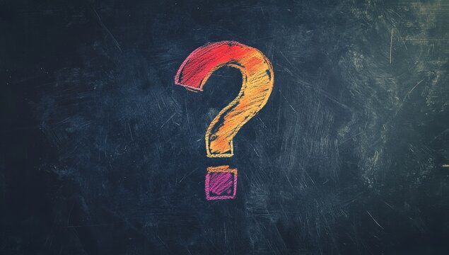 Colorful question mark drawn on a chalkboard (2)