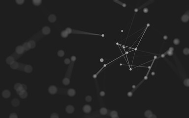 Fototapeta premium Abstract background. Molecules technology with polygonal shapes, connecting dots and lines. Connection structure. Big data visualization.