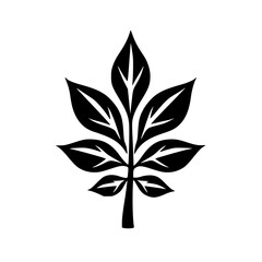 Bold Black and White Leaf Silhouette, Graphic Design Element