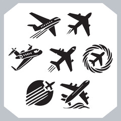 Flat Style Airplane Silhouette Illustration for Web Projects 