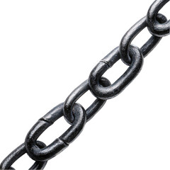 Obraz premium Close-up of a shiny black metal chain link on a white background.