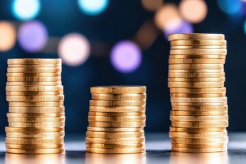 Gold coins in stacks