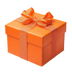 Fototapeta premium Orange gift box on transparent background