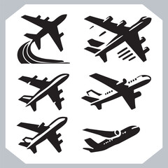 Small Private Airplane Silhouettes Icon Design for Travel Themed Interfaces 