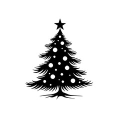Elegant Black and White Christmas Tree Silhouette
