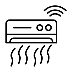 Smart Air Conditioner  Vector Line Icon Design