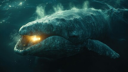 Naklejka premium Enigmatic Whale: A Deep Sea Encounter