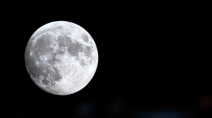 Obraz premium Full Moon illuminated in a pitch black sky showcasing stunning detail