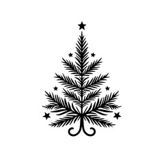 Minimalist Christmas Tree Silhouette, Black and White, Festive Design