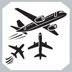 Travel Sign Featuring Airplane Silhouettes Icon for Digital and Print Use  