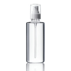 Clear spray bottle mockup for cosmetic product design isolated on transparent  background png