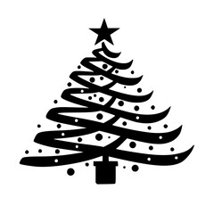 Minimalist Black & White Christmas Tree Illustration