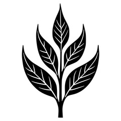 Bold Black & White Leaf Illustration for Modern Design