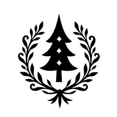 Minimalist Christmas Tree & Wreath Silhouette Design