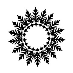 Ornate Black Snowflake Design on White: Winter Holiday Icon