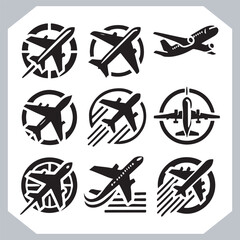 Plane Silhouettes Icon Vector Illustration for Web and Mobile App Interface 