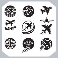 Plane Silhouettes Icon Vector Illustration for Web and Mobile App Interface 