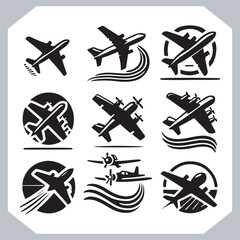 Plane Silhouettes Icon Vector Illustration for Web and Mobile App Interface 