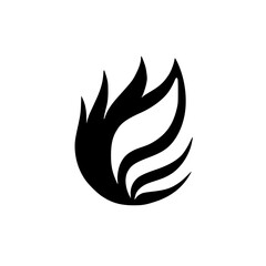 Abstract Flame Graphic, Minimalist Black and White Logo Design