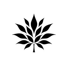 Black and White Stylized Leafy Tree Icon, Minimalist Logo Design