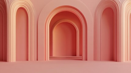 Fototapeta premium A minimalist backdrop in a soft peach tone with subtle texture, leaving room in the center for creative design or text.