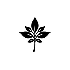 Black and White Leaf Logo, Minimalist Nature Design, Vector Graphic