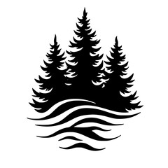 Minimalist Black & White Forest Silhouette Logo