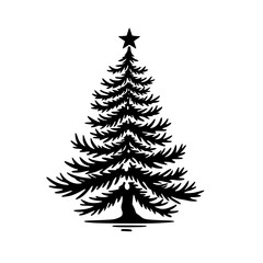 Simple Black & White Christmas Tree Icon - Minimalist Holiday Design
